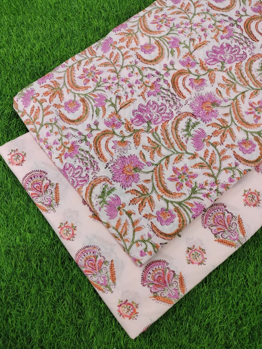 Hand Block Printed Cotton Fabric Combo COBBA0046