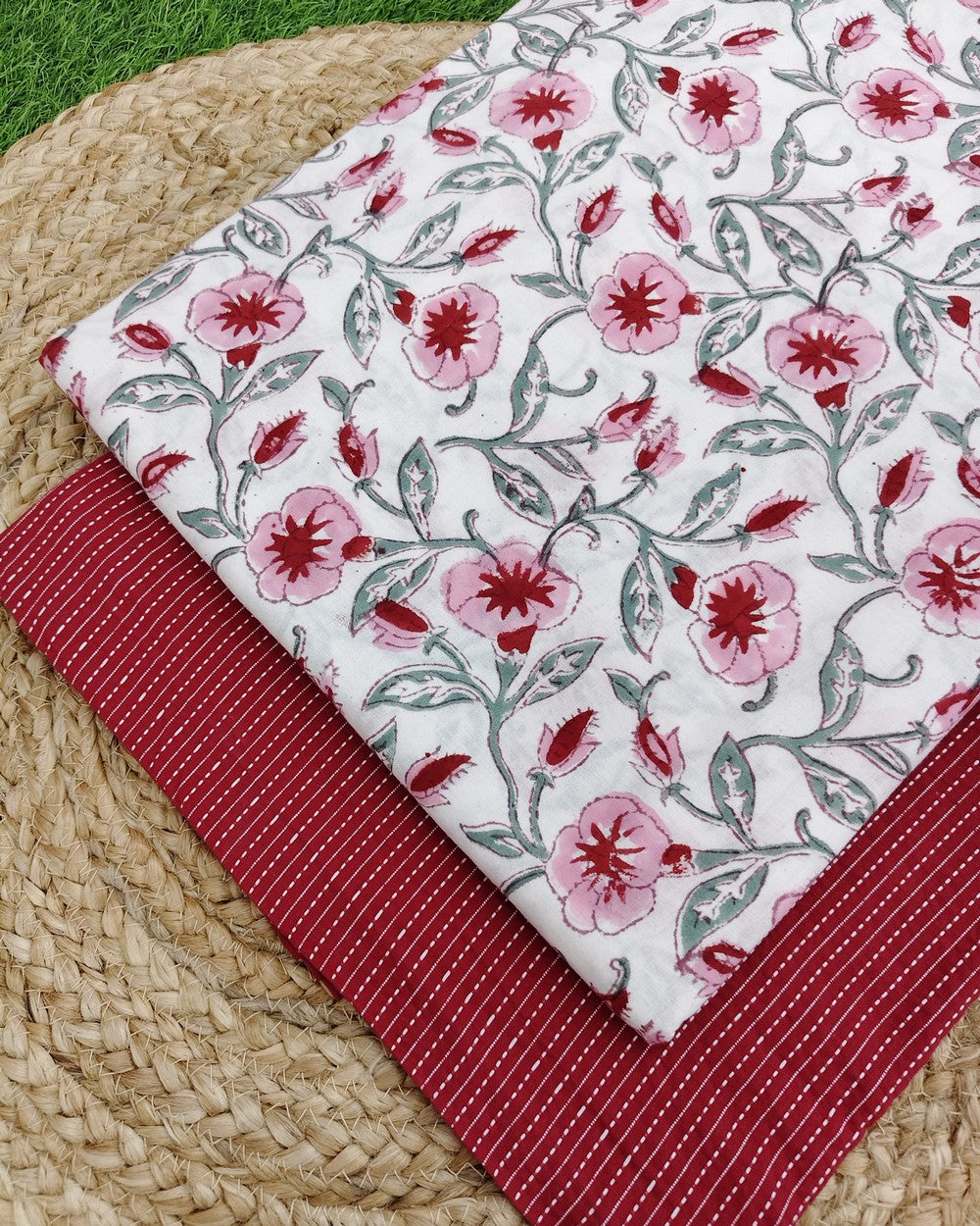 Hand Block Printed Cotton Fabric Combo COBKA0046