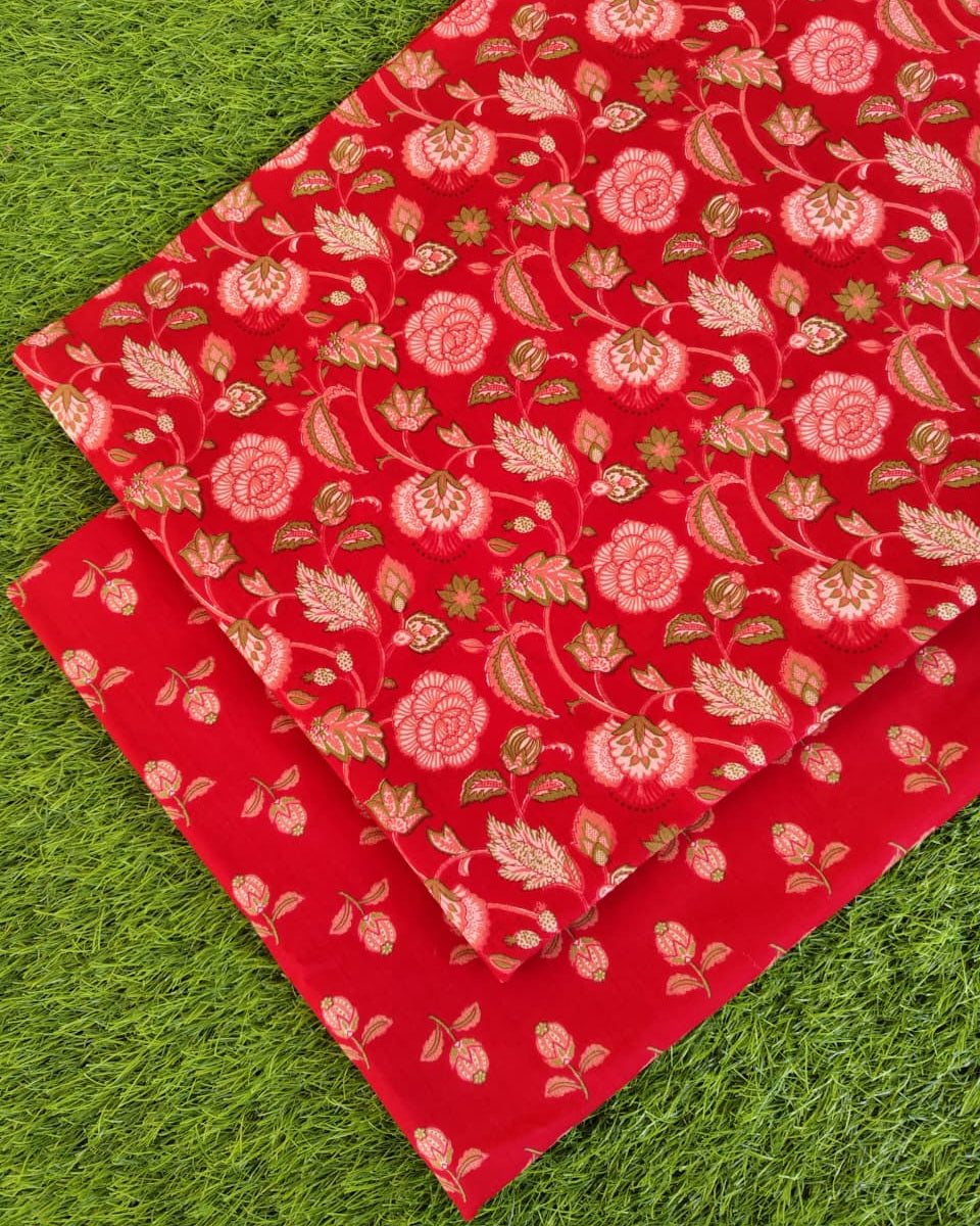 Sanganeri Hand Printed Cotton Fabric Combo COSSA00018