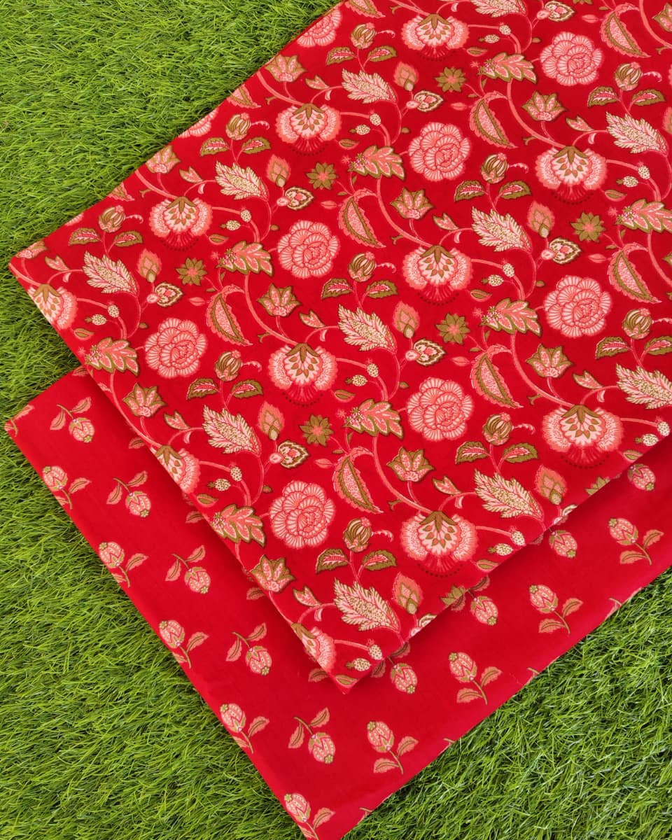Sanganeri Hand Printed Cotton Fabric Combo COSSA00011