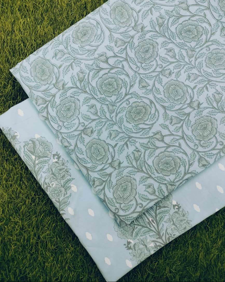 Sanganeri Hand Printed Cotton Fabric Combo COSSA00021