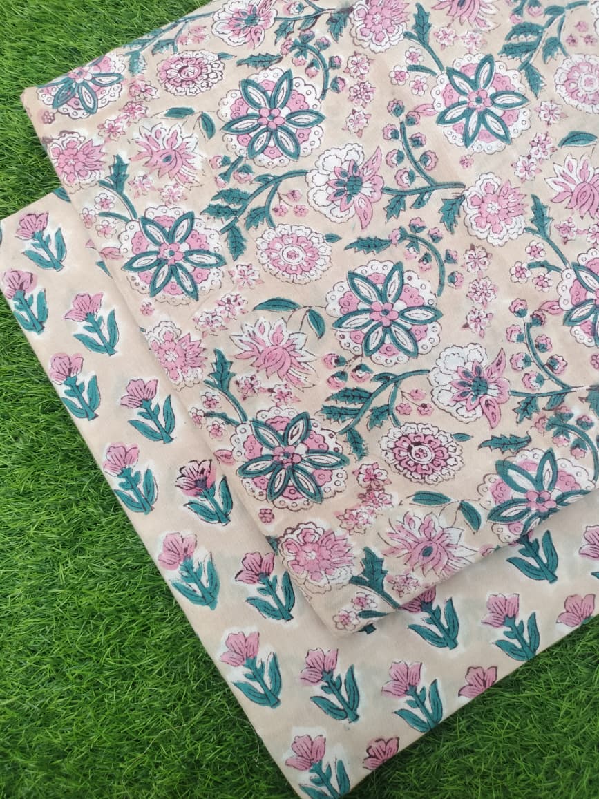 Hand Block Printed Cotton Fabric Combo COBBA0084